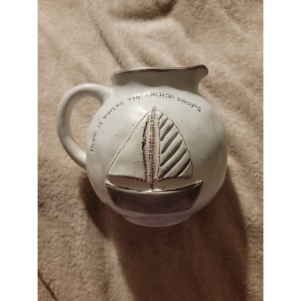 Mud Pie Sailboat Pitcher Prosperity  Home Is Where‎ The Anchor Drops